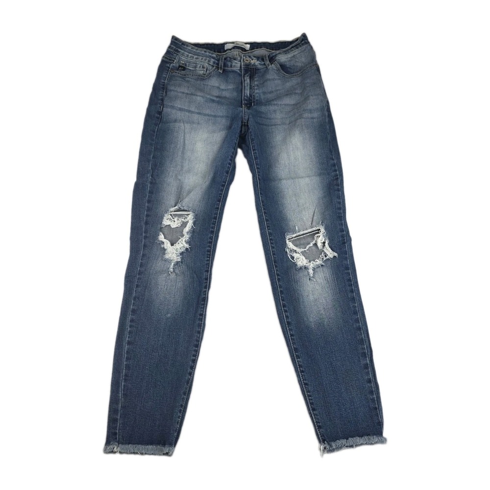 KanCan Jeans Womens Size 11/29 Skinny Fit Ditressed Raw Hem Blue Denim Pants
